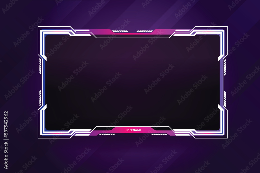 Game stream frames or panels. Futuristic frames for live gaming streamers. Twitch stream panel overlay template. Digital streaming screen interface