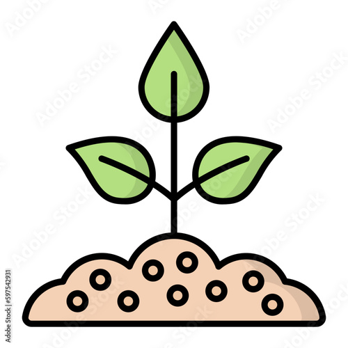 Plant Seeding Line Color Icon