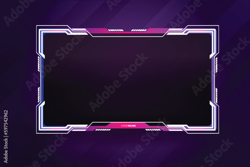 Game stream frames or panels. Futuristic frames for live gaming streamers. Twitch stream panel overlay template. Digital streaming screen interface