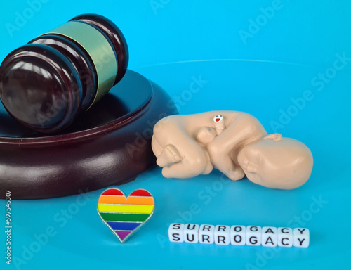 Child in homosexual family. Adoption or adoption or surrogate motherhood in samesex family photo