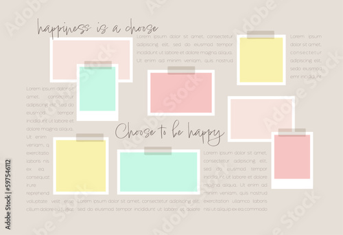 Vector photo collage template moodboard pictures grids vector illustration