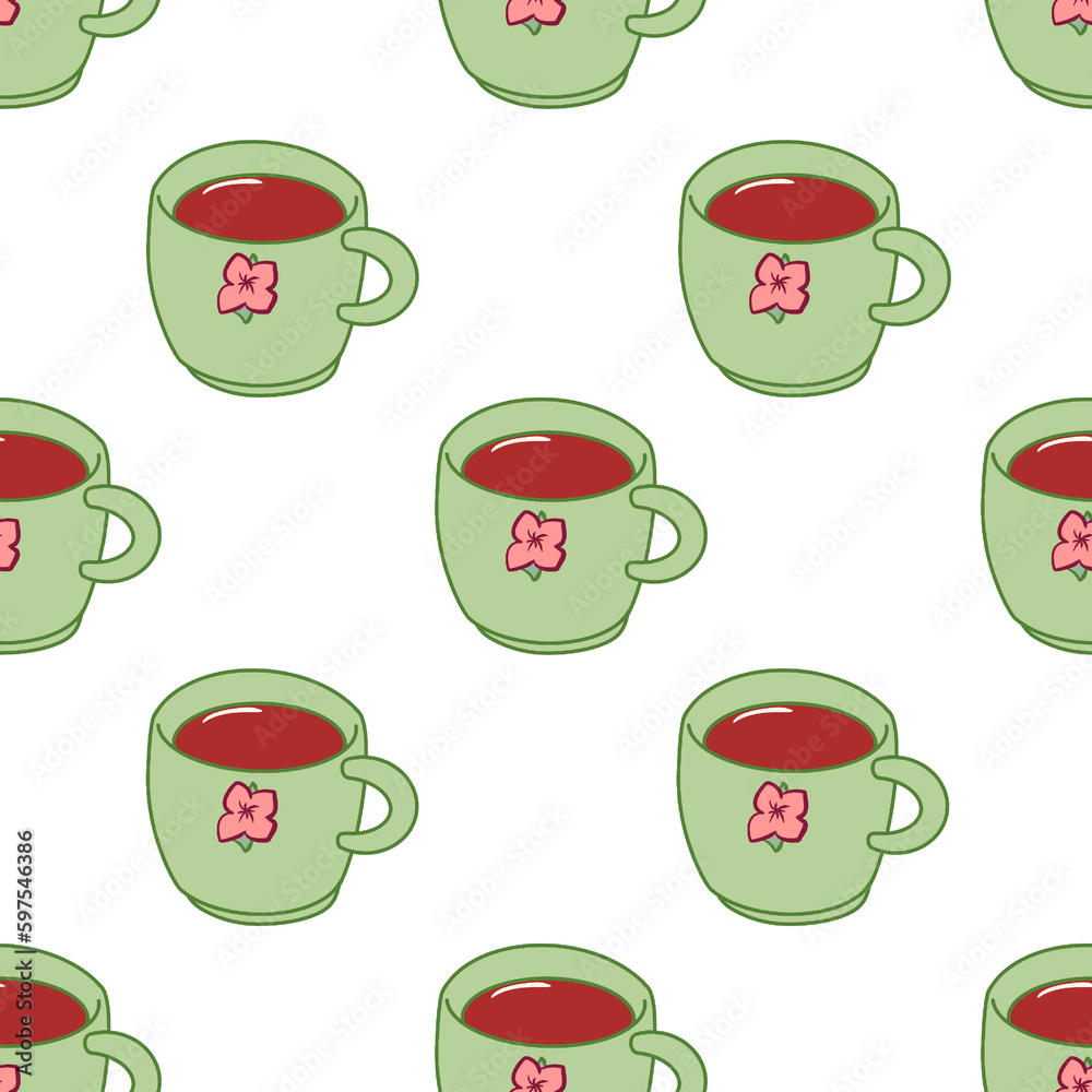 pattern with green cup of coffee pattern with green cup of coffee