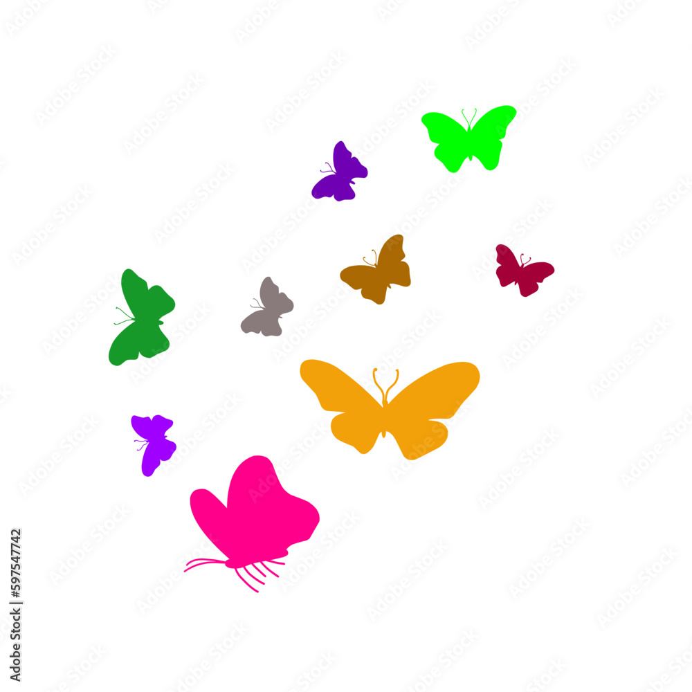 vector silhouette of a colorful butterfly