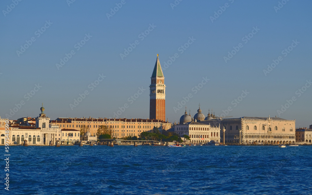 Obraz premium View on St Mark's Campanile from canal in Venice, Italy
