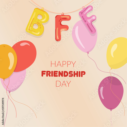 Happy Friendship Day Card with Balloons