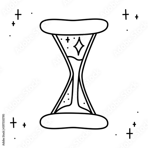 Magical hourglass2 with stars. Doodle vector illustration, clipart. photo