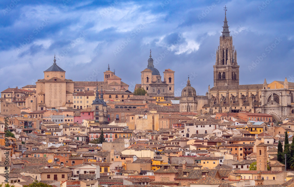 Toledo. Old medieval spanish town at sunset.