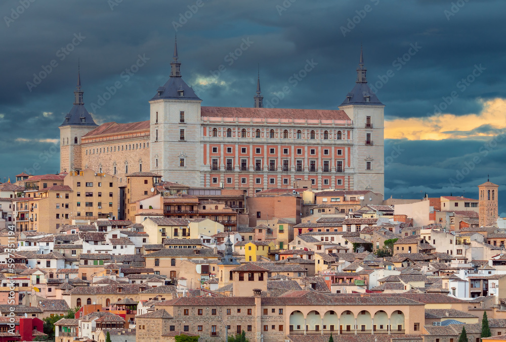 Toledo. Old medieval spanish town at sunset.
