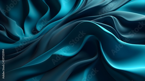 Abstract Background with 3D blue Gradient Silk Fabric ,generative ai