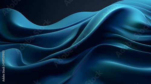 Abstract Background with 3D blue Gradient Silk Fabric ,generative ai