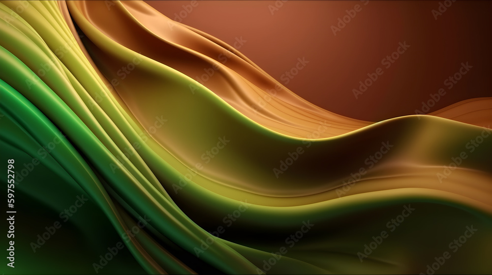 Abstract Background with 3D green Gradient Silk Fabric ,generative ai