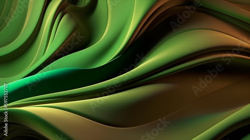 Abstract Background with 3D green Gradient Silk Fabric ,generative ai