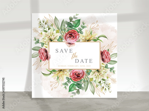 elegant floral wedding invitation card template