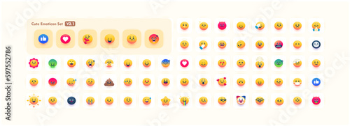 cute emoji modern emoticon set