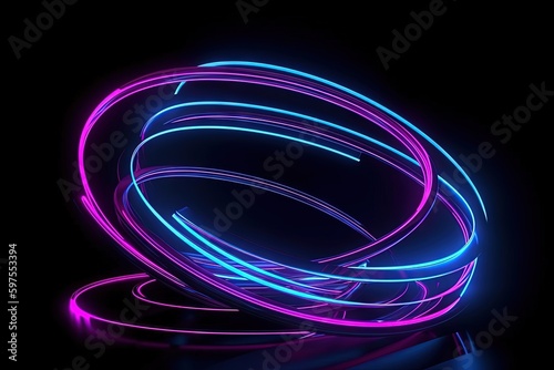 Abstract background with glowing lines. AI generated art illustration.