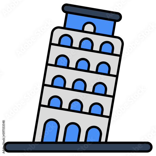 Modern design icon of Pisa tower
