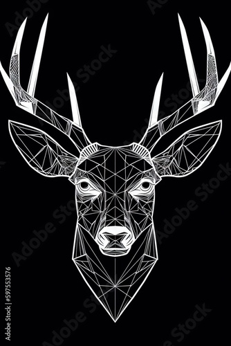 Silhouette of a deer. AI generated art illustration.