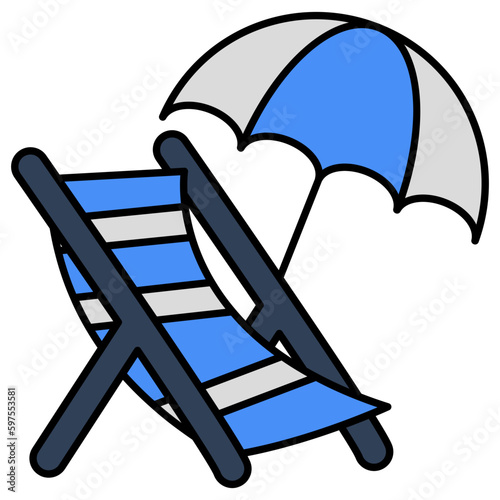 Modern design icon of deck chair 