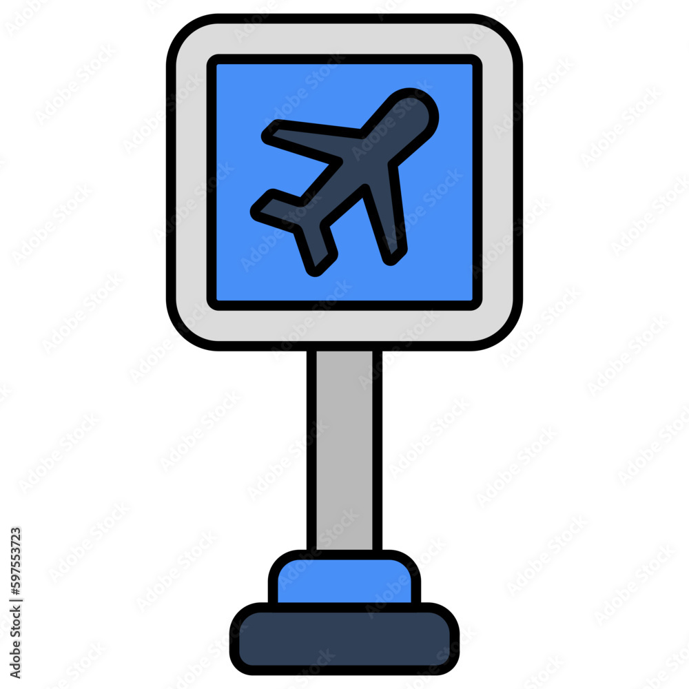 Modern design icon of airport roadboard Modern design icon of airport roadboard