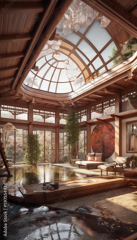 Bedroom in the morning. AI generated art illustration.
