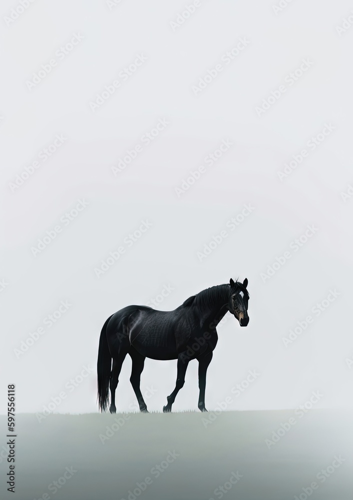 Fototapeta premium Horse on white. AI generated art illustration. 