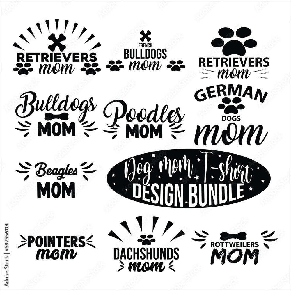 Dog mom t-shirt  design bundle