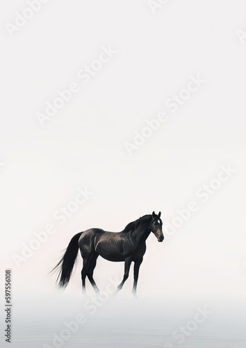 Horse on white. AI generated art illustration. 