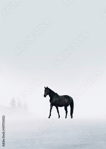 Horse on white. AI generated art illustration.  © Дима Пучков