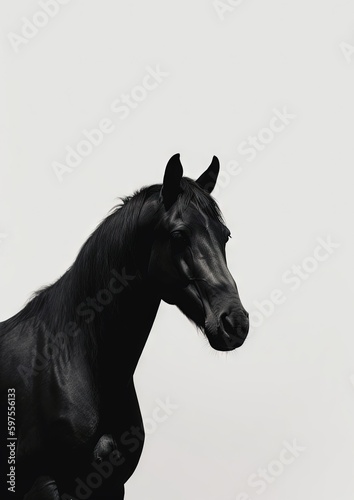 Horse on white. AI generated art illustration. 