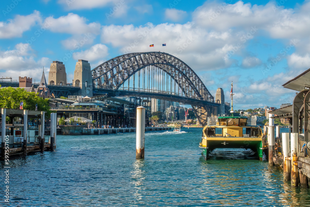 View of the Harbour Bridge from Circular Quay, Sydney, New South Wales, Australia