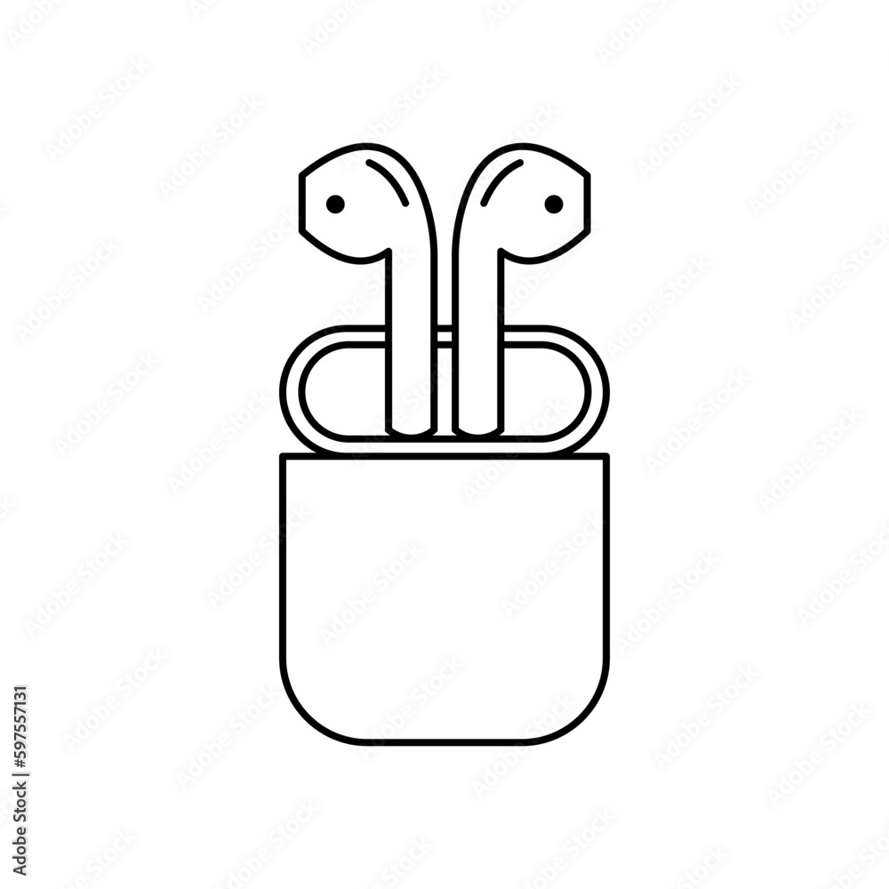 Fototapeta premium Earbuds Outline Icon For Logo And More