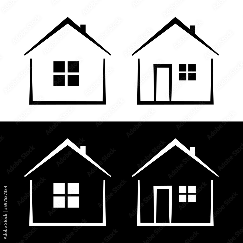 Home doodle icons. Vector illustration.