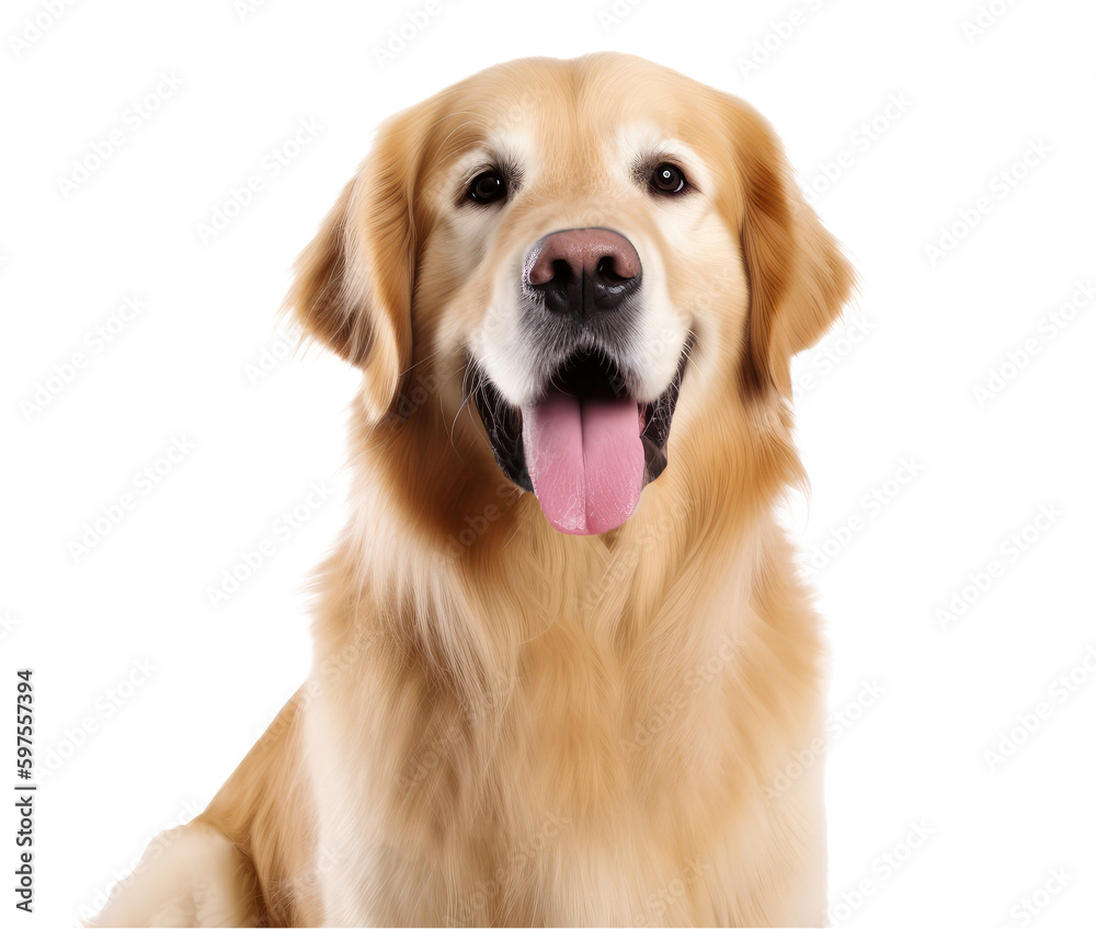 golden retriever dog portrait on transparent background. generative AI - obrazy, fototapety, plakaty 