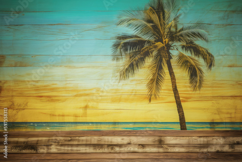 Palme auf Holz Hintergrund