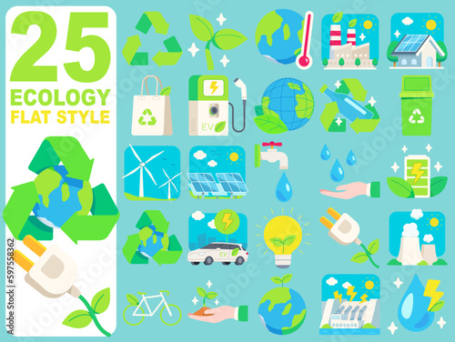 Ecology Illustration Flat Set 25 Item