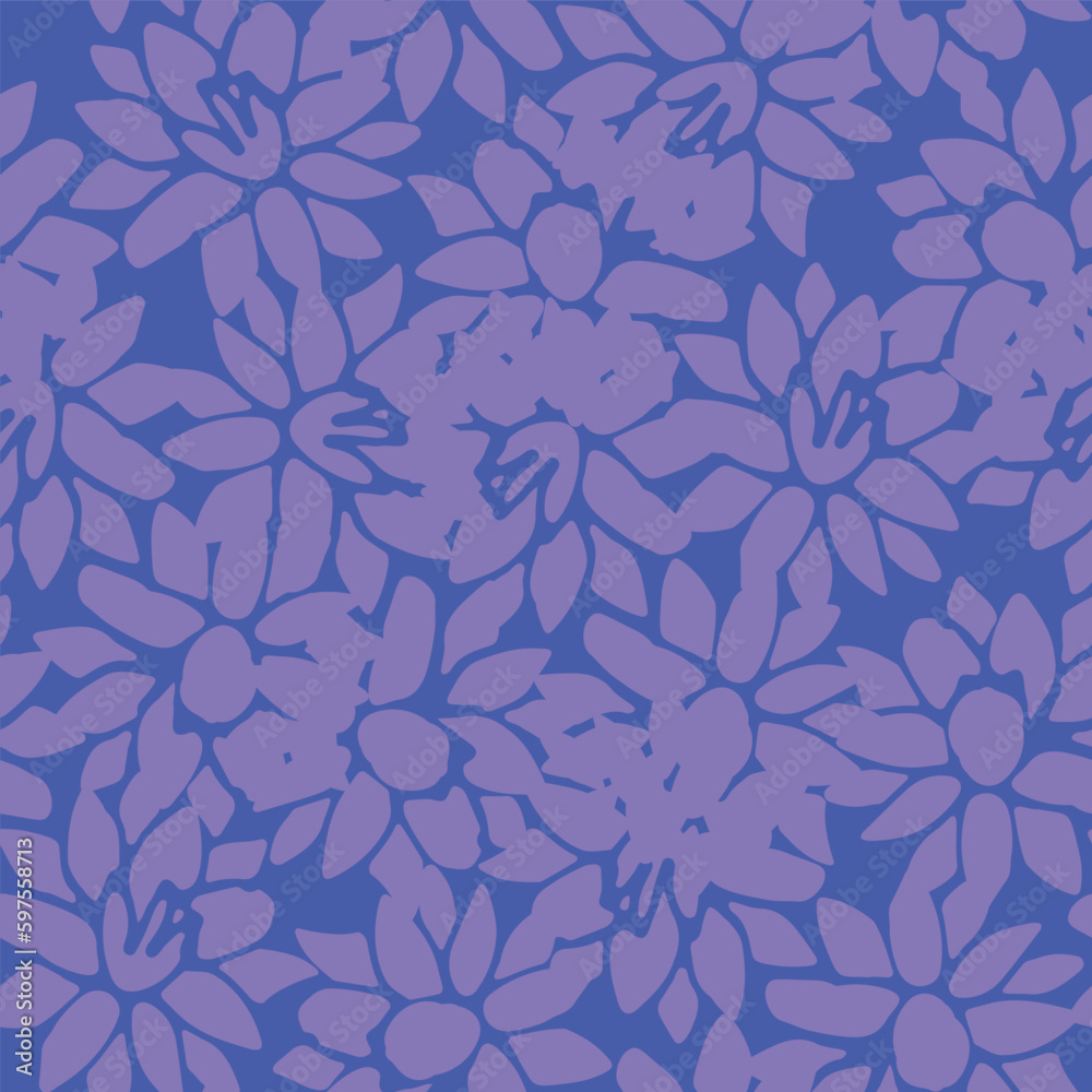 Fototapeta premium A simple purple floral silhouettes vector pattern