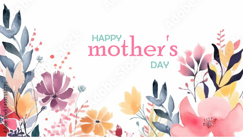 Vector gift card for mother's day. Illustration with flowers in soft pastel colors with text
