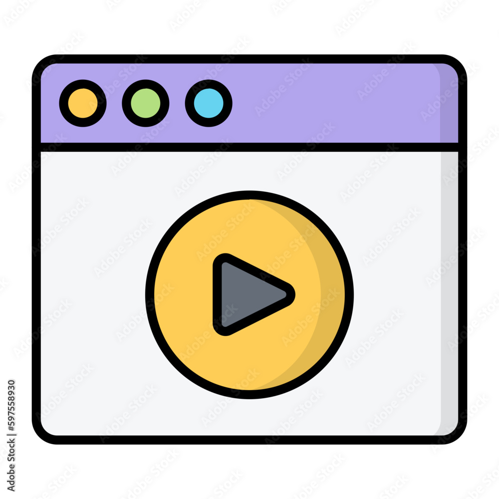 Video Player Line Color Icon Video Player Line Color Icon