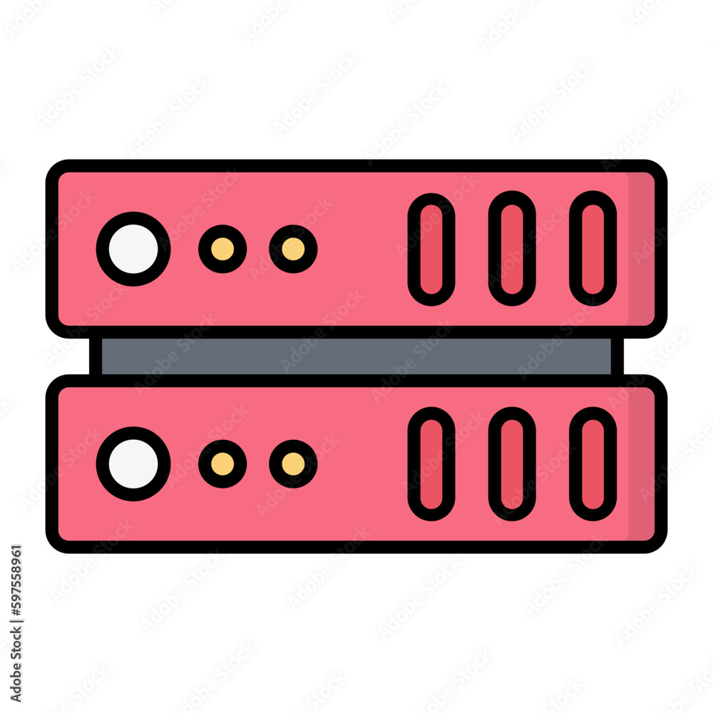 Server Line Color Icon Server Line Color Icon