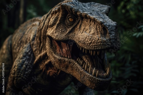 Fierce T-Rex in Cinematic Shot - Dinosaur Art - Perfect for Posters and Web Design - Generative AI