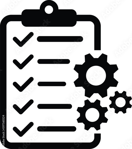 clipboard with gear icon vector.
