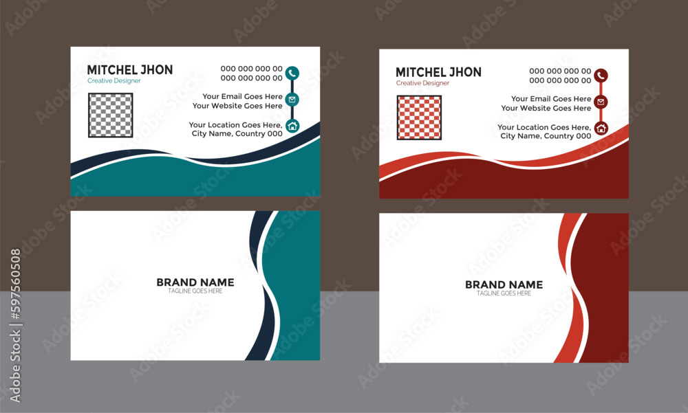 red and grey colour business card design  template. 
minimalist business card design template 