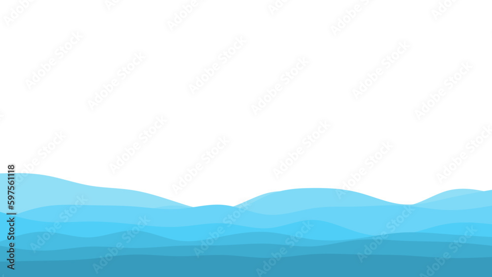 Blue river ocean wave layer vector background

