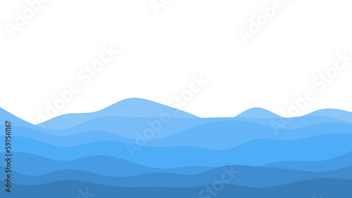 Blue river ocean wave layer vector background 
