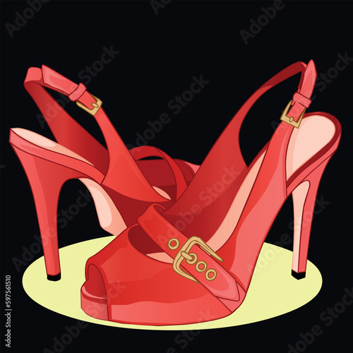 red high heels shoes.vector red high heeled shoe illustration