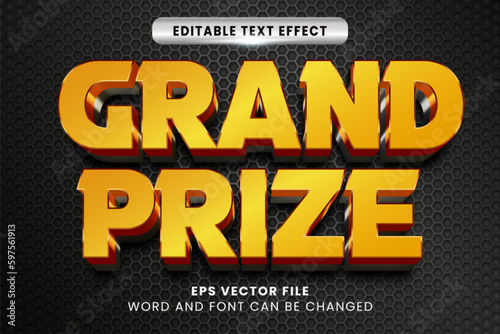 Premium gold grand prize vector text effect photo