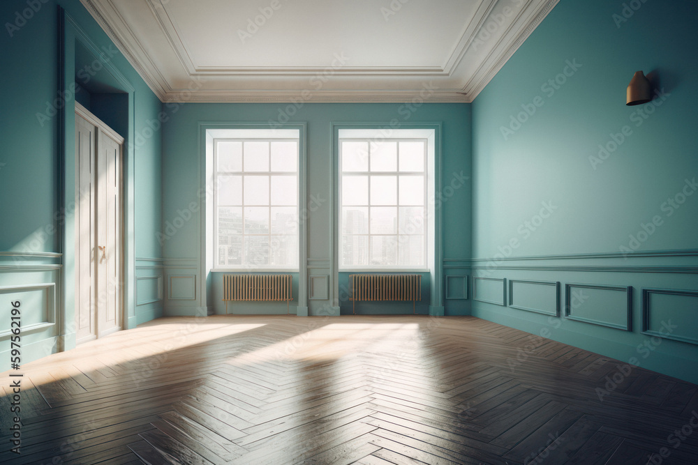 Blue Oasis: A Serene Empty Room with a Modern Vibe Blue Oasis: A Serene Empty Room with a Modern Vibe