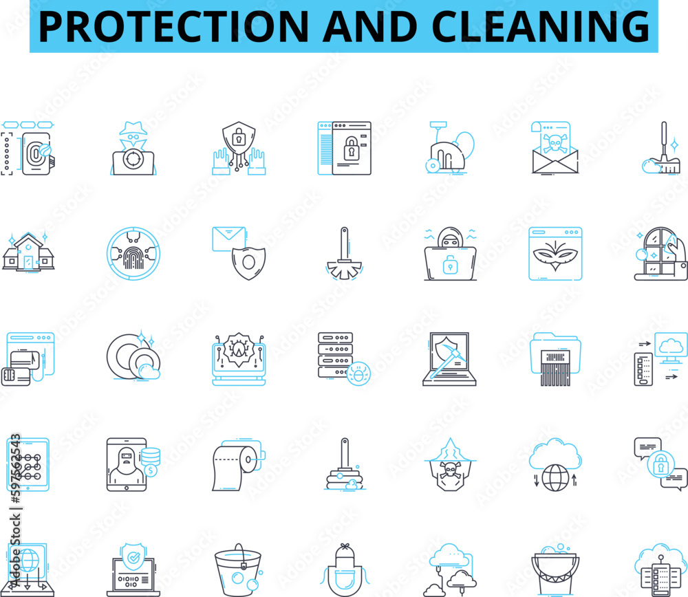 Protection and cleaning linear icons set. rotection:, Shield, Barrier, Cover, Insulate, Armor, Fortress line vector and concept signs. Shelter,Safeguard,Buffer outline illustrations Generative AI Protection and cleaning linear icons set. rotection:, Shield, Barrier, Cover, Insulate, Armor, Fortress line vector and concept signs. Shelter,Safeguard,Buffer outline illustrations Generative AI
