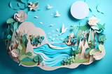 Paper art for World Water Day and Environmental Protection. AI Generated.