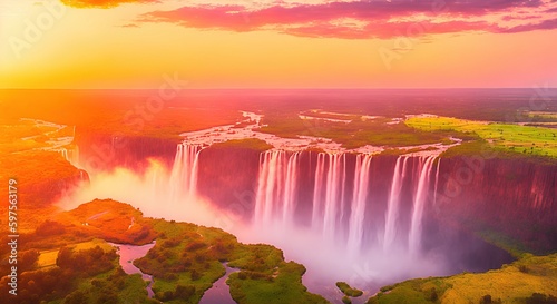Illustration Of Spectacular Landscape Of Niagara Falls,created by ai. © saltacekias